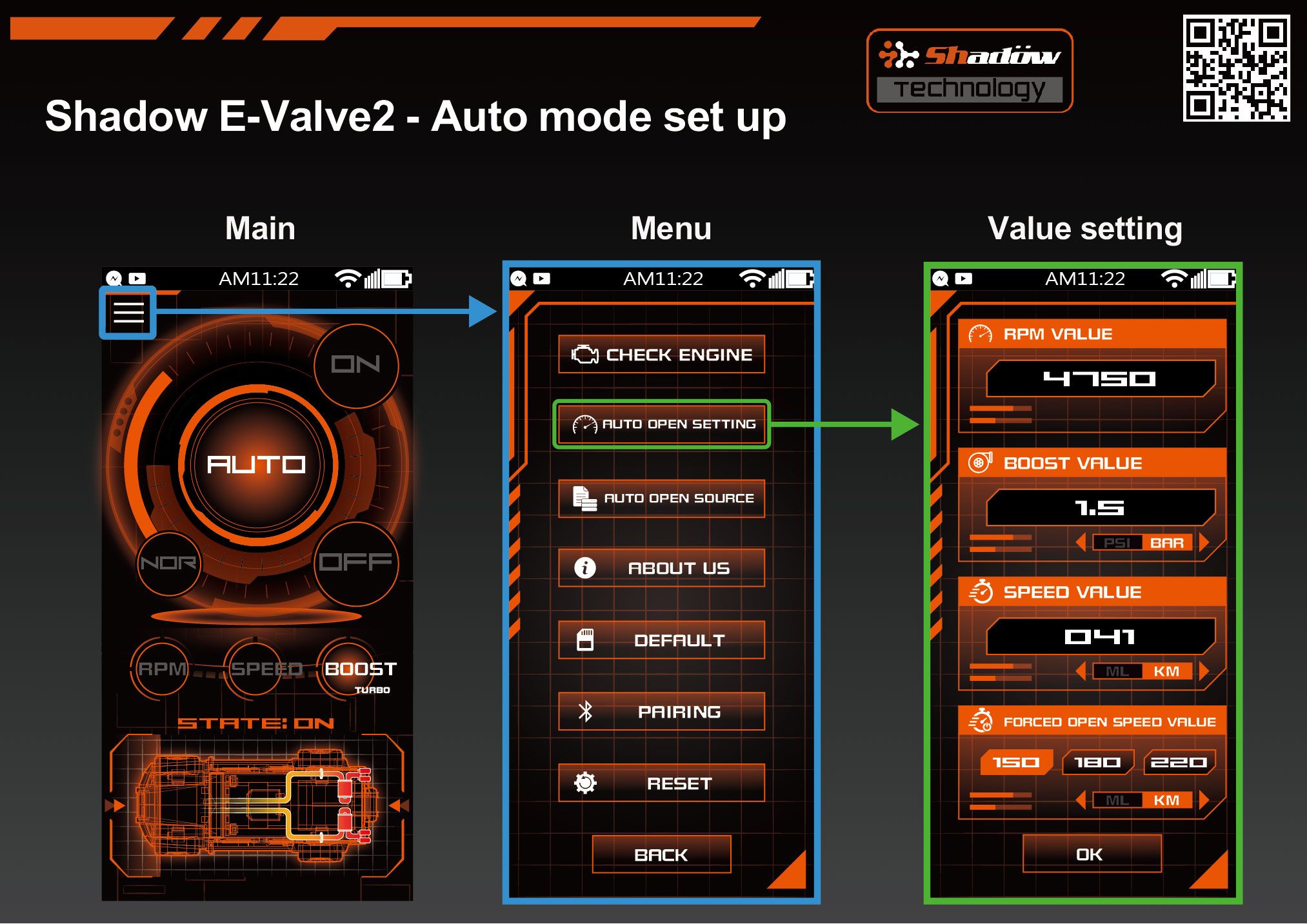 ELECTONIC VALVE CONTROL DEFAULT setting