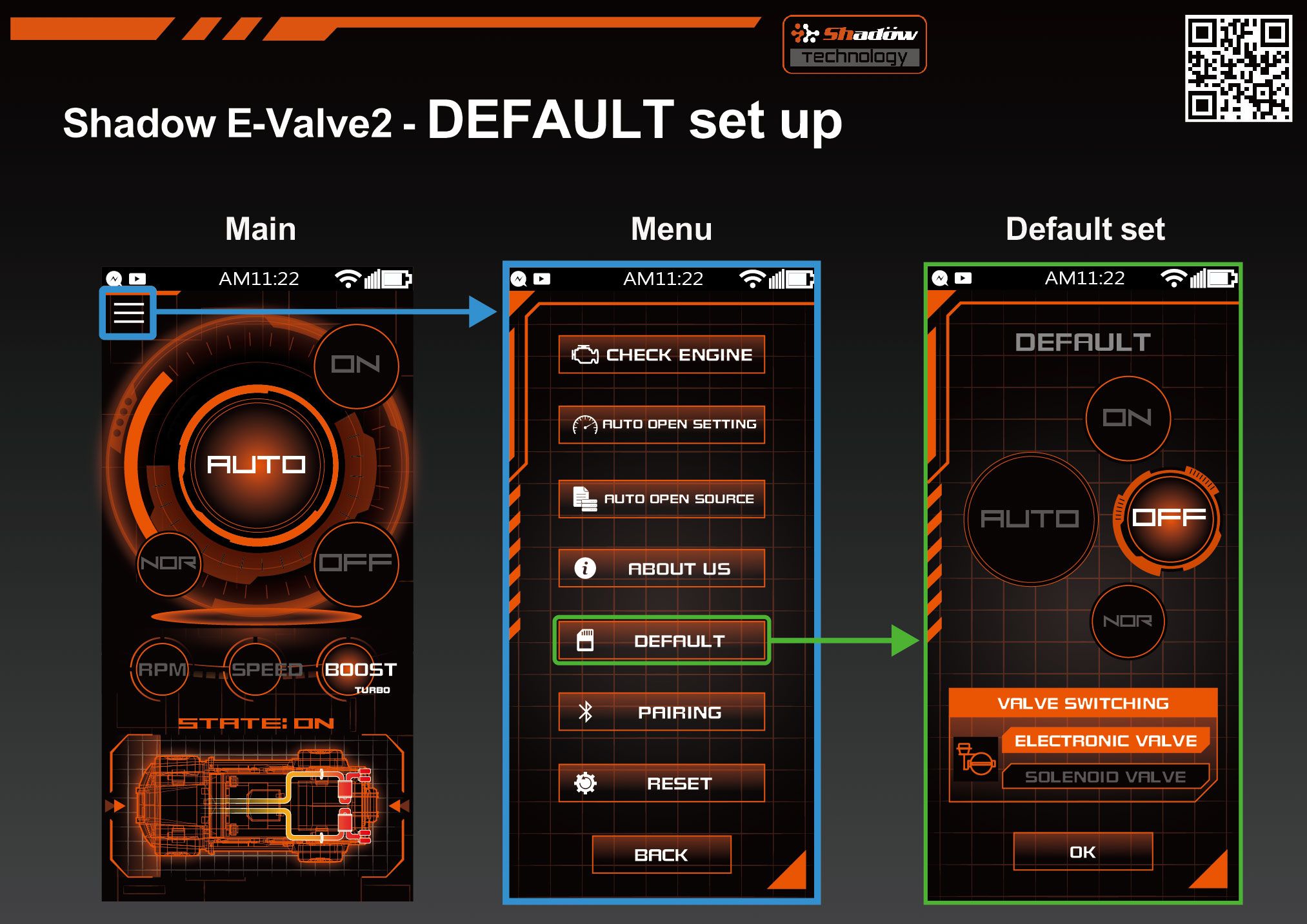 valve controller Default setting 