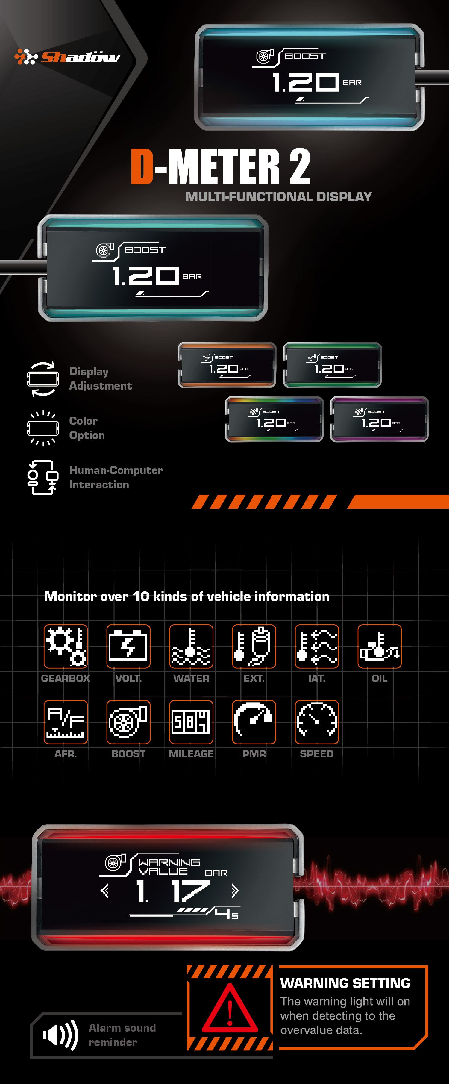 D-METER 2 can monitor over 10 kinds of vehicle information