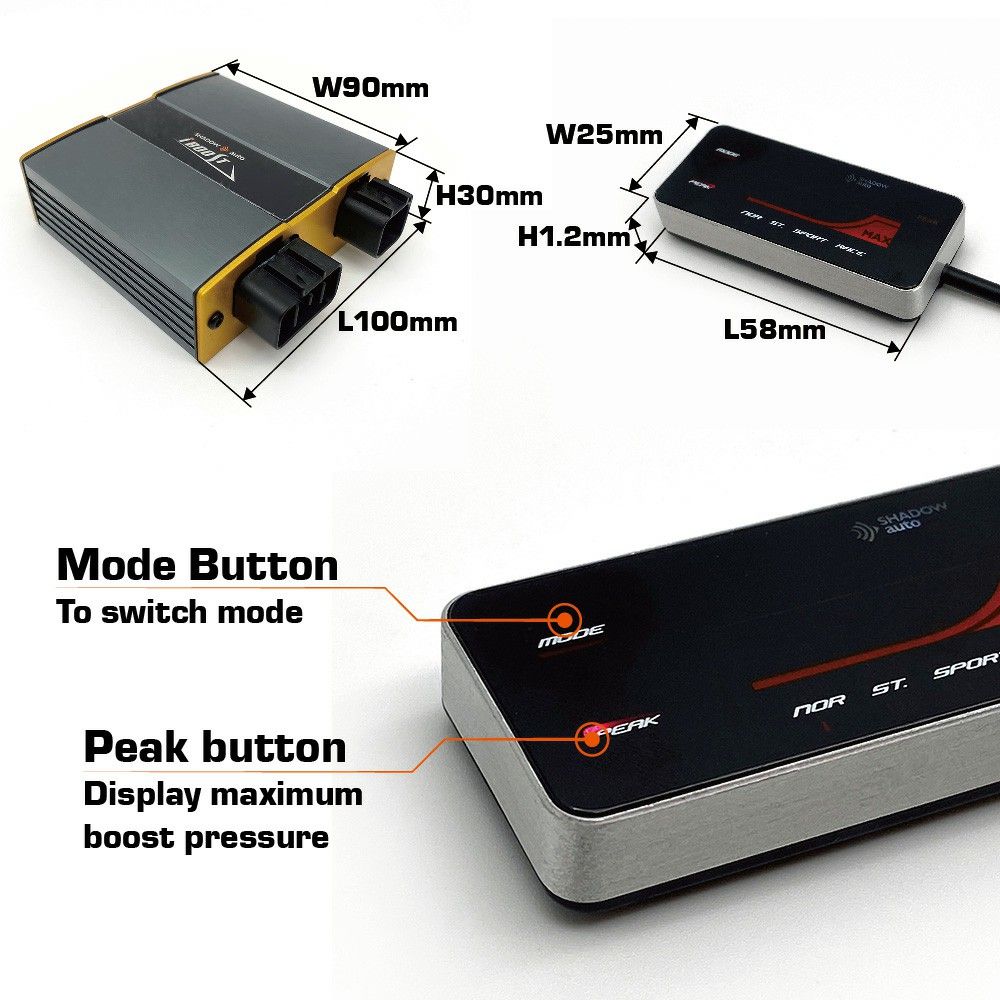 I-BOOST Piggyback Spezifikation und Tastenfunktion