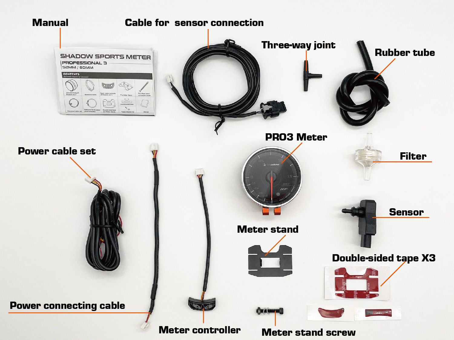 Shadow PRO3 jauge de pression de suralimentation Contenu