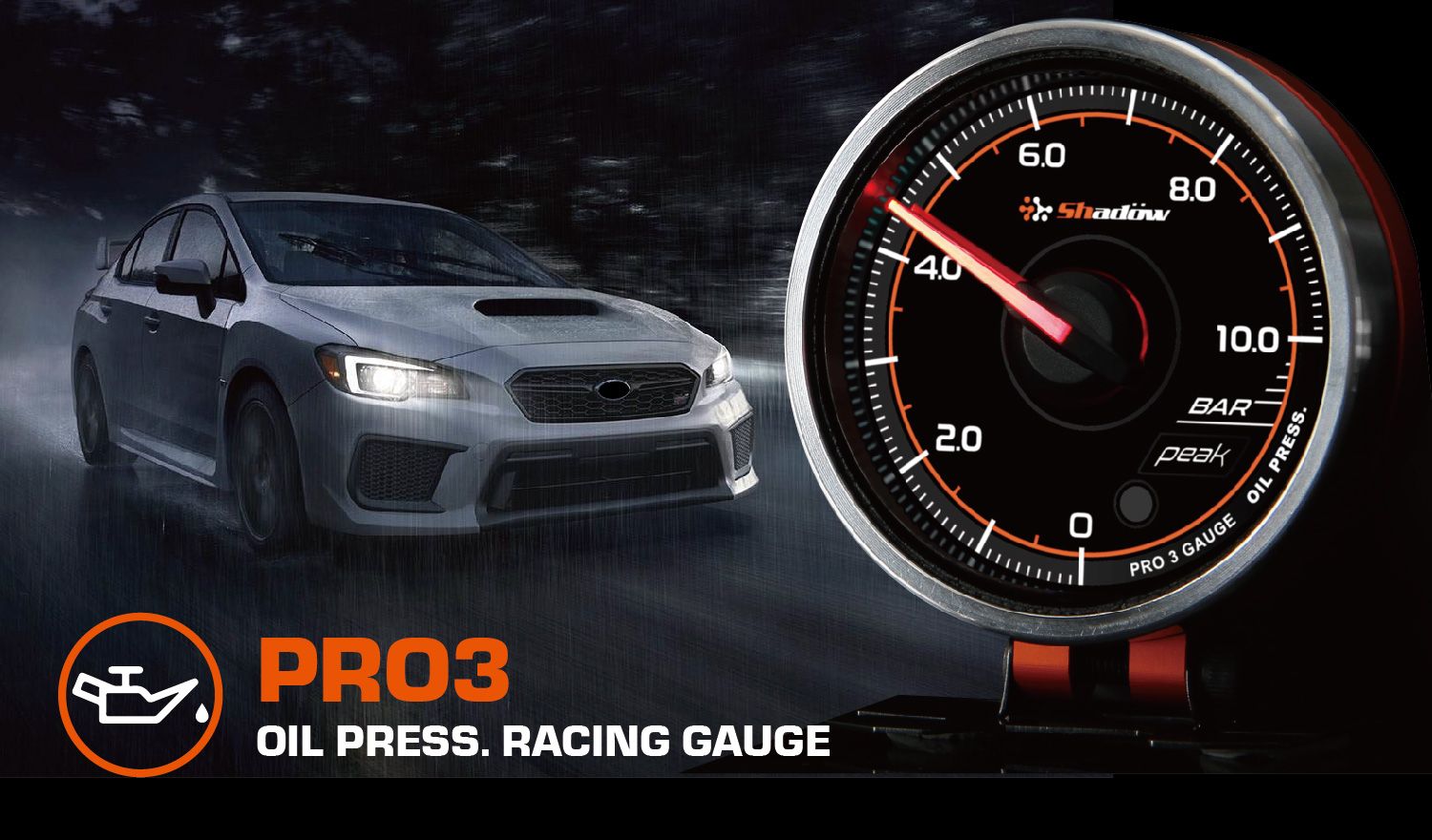 Oil Pressure Racing Gauge Measurement Range is from 0 Bar to 10 Bar.