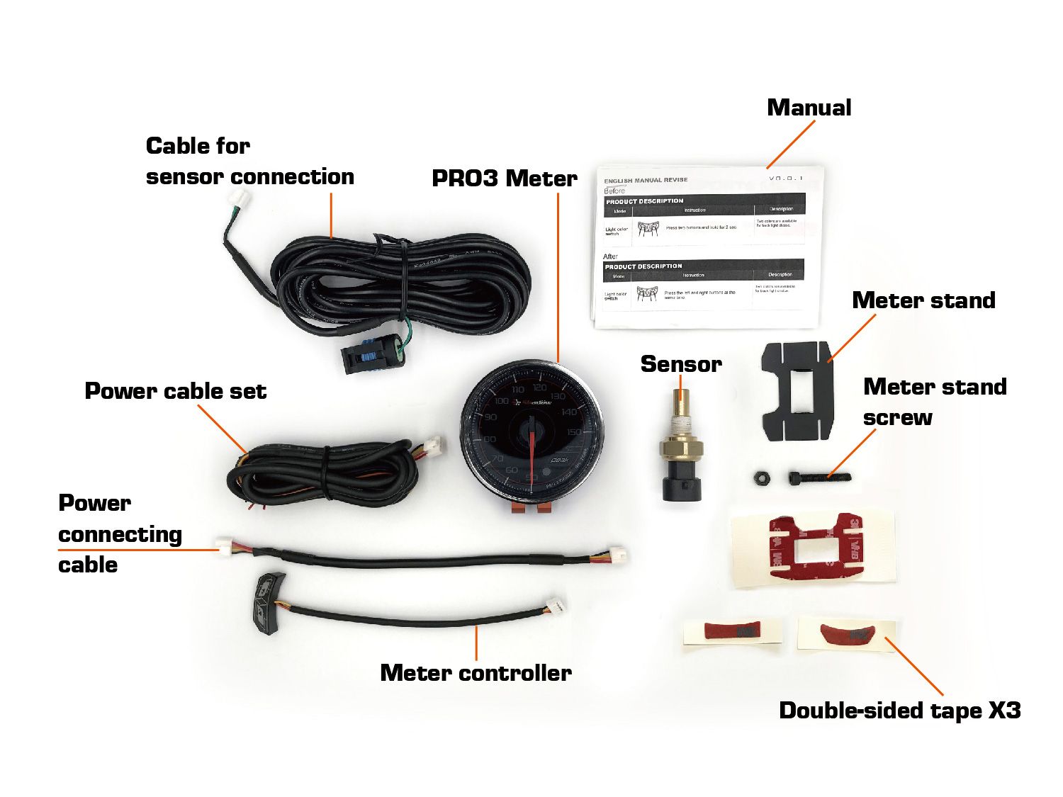 Zawartość manometru temperatury oleju Shadow PRO3