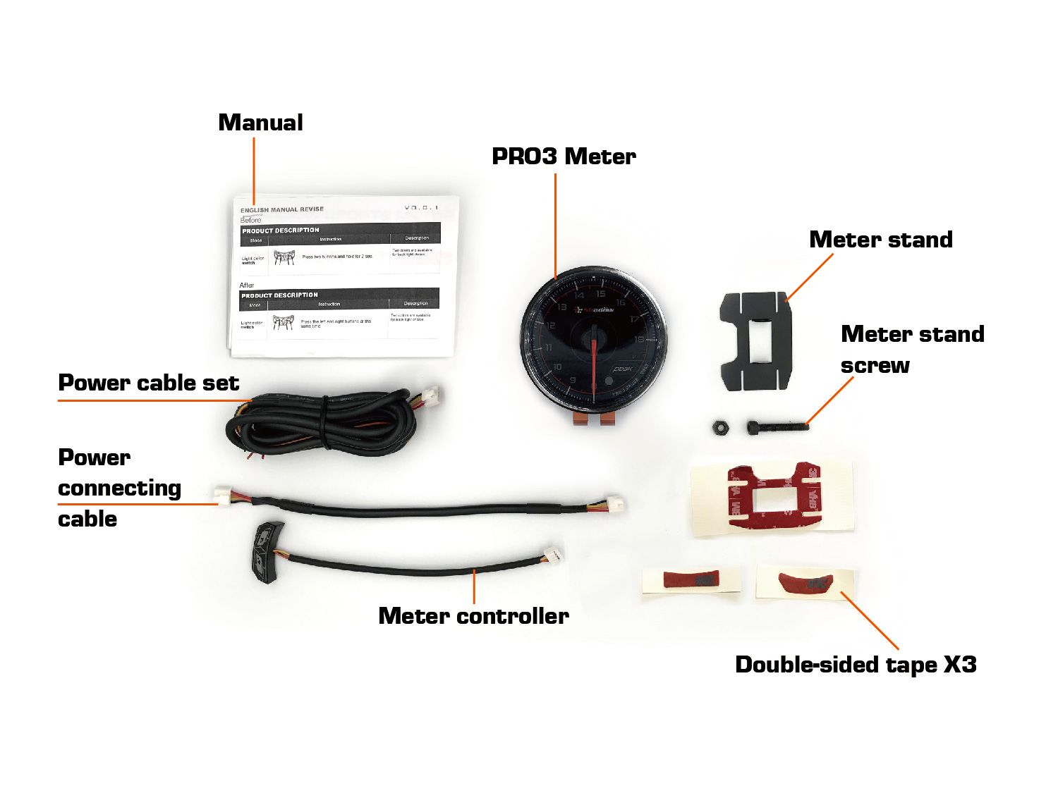 Contenuti del misuratore di tensione Shadow PRO3